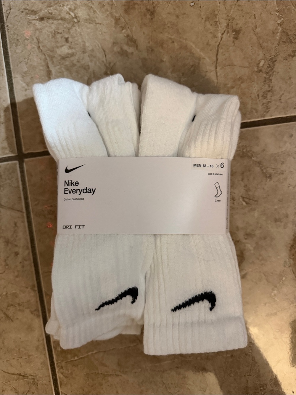 Nike White Crew Athletic Socks with Black Swoosh - 6 Pack
